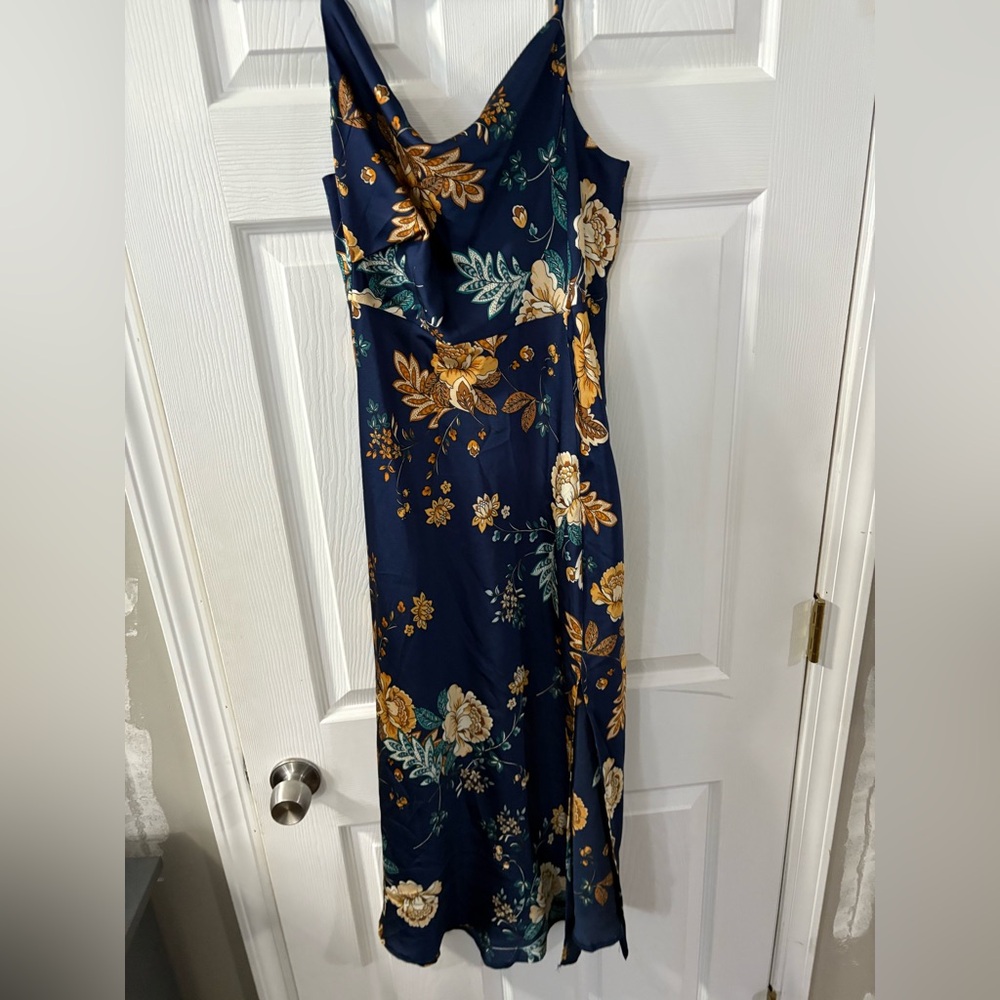 Hello Molly Navy Silk midi Dress - Women’s 6